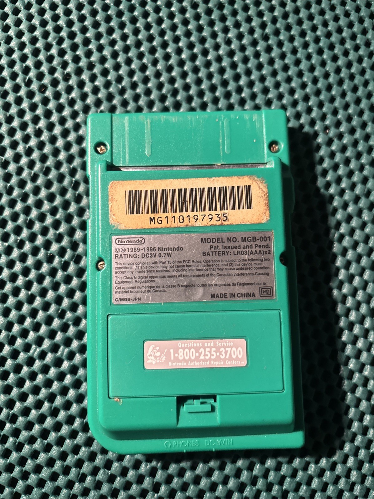 Nintendo Game Boy Pocket Green MGB-001 Tested Working W/ Speedy Gonzales