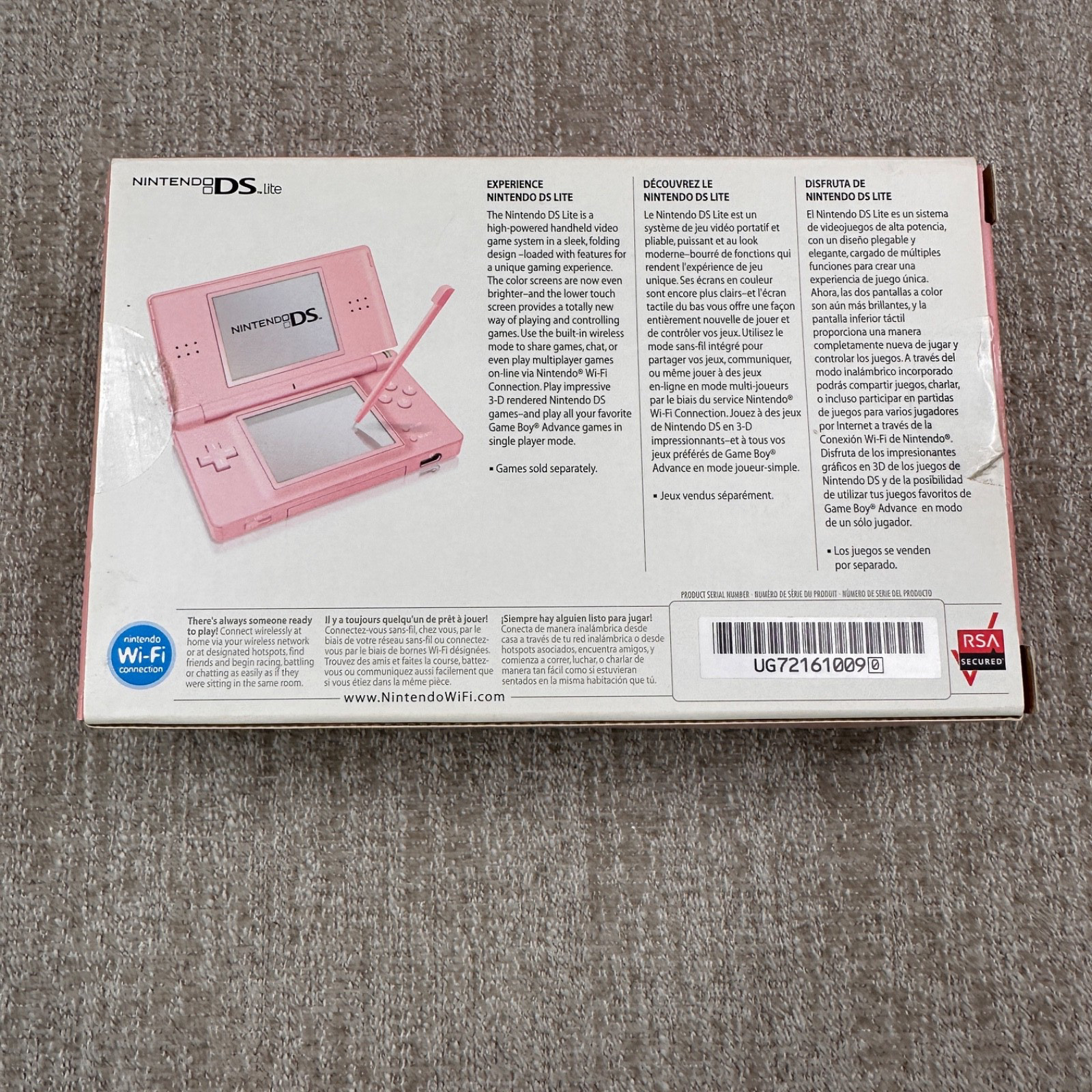 All OEM Nintendo DS Lite PINK With Box, Case, Charger, Manuals Tested Working