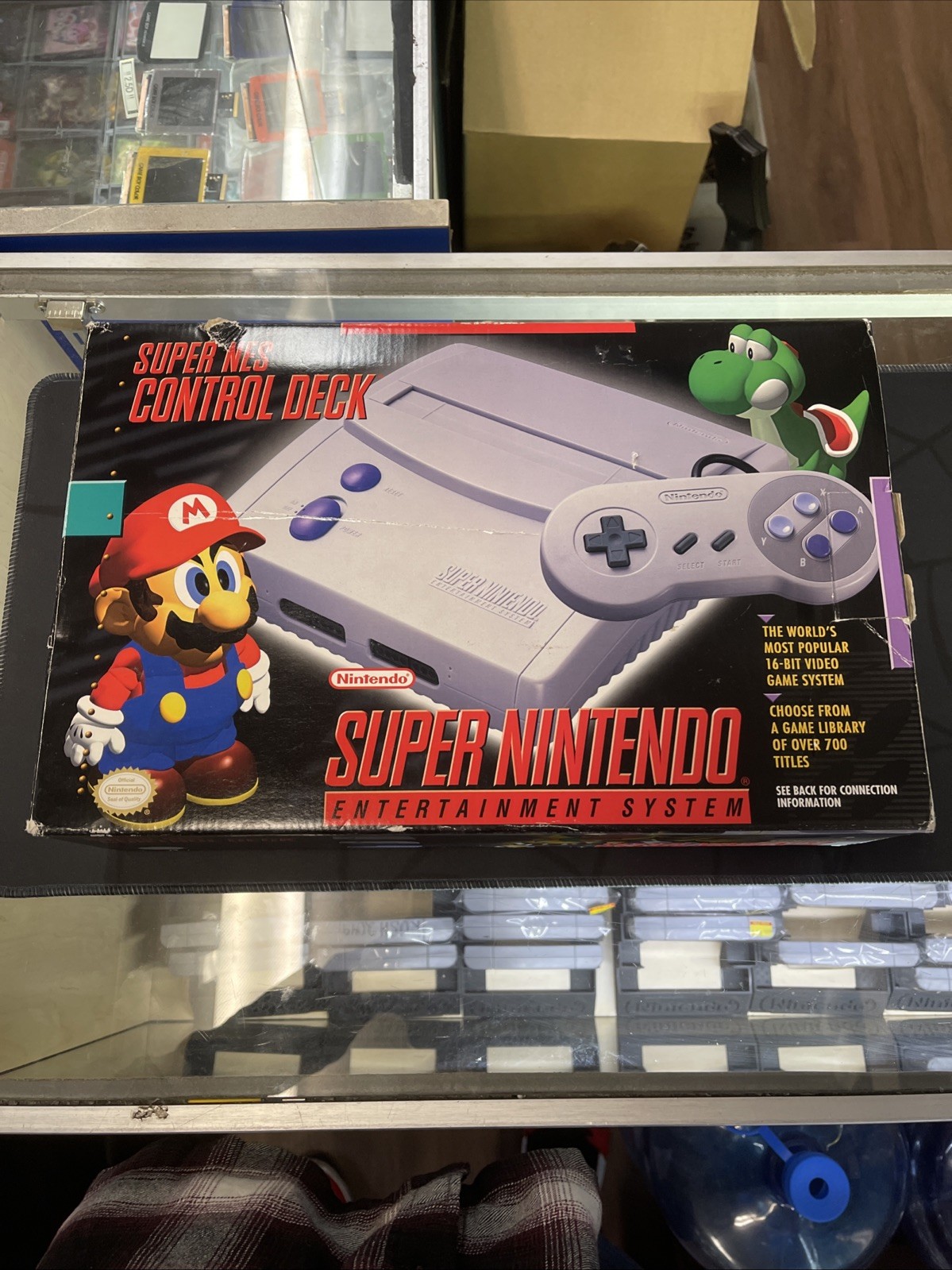 SNES Super Nintendo Jr System Console Control Deck In Box 100%Tested Very Clean