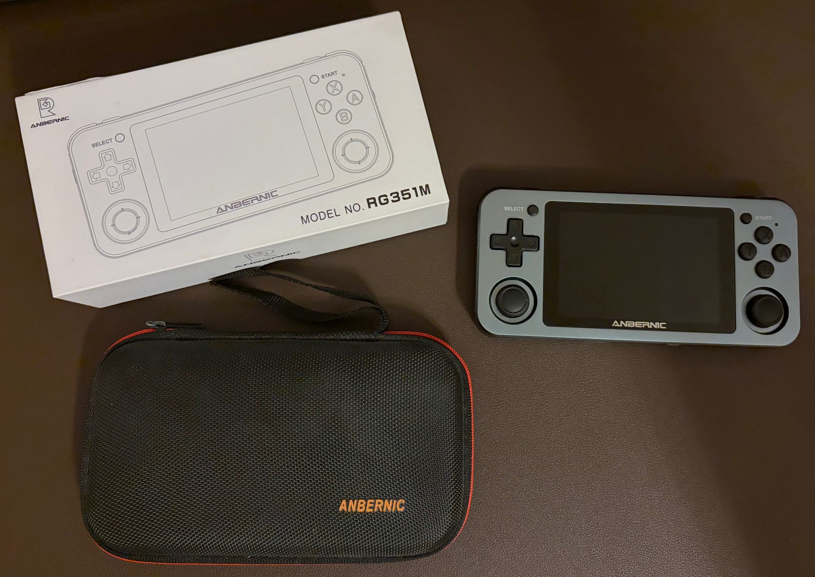 Anbernic 351M Retro Handheld Game Console with Carrying Case, Space Gray Color