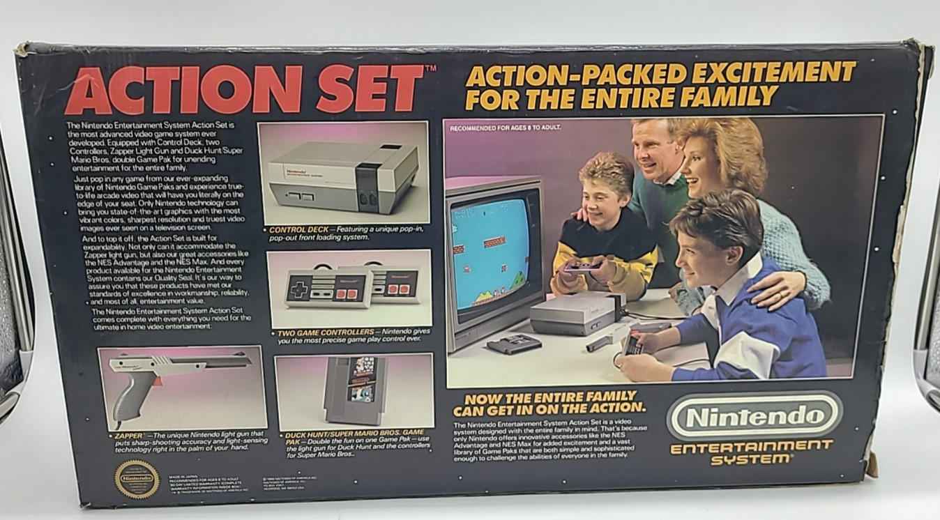 Nintendo NES Action Set Home Console With Box & Styrofoam No Paperwork Tested