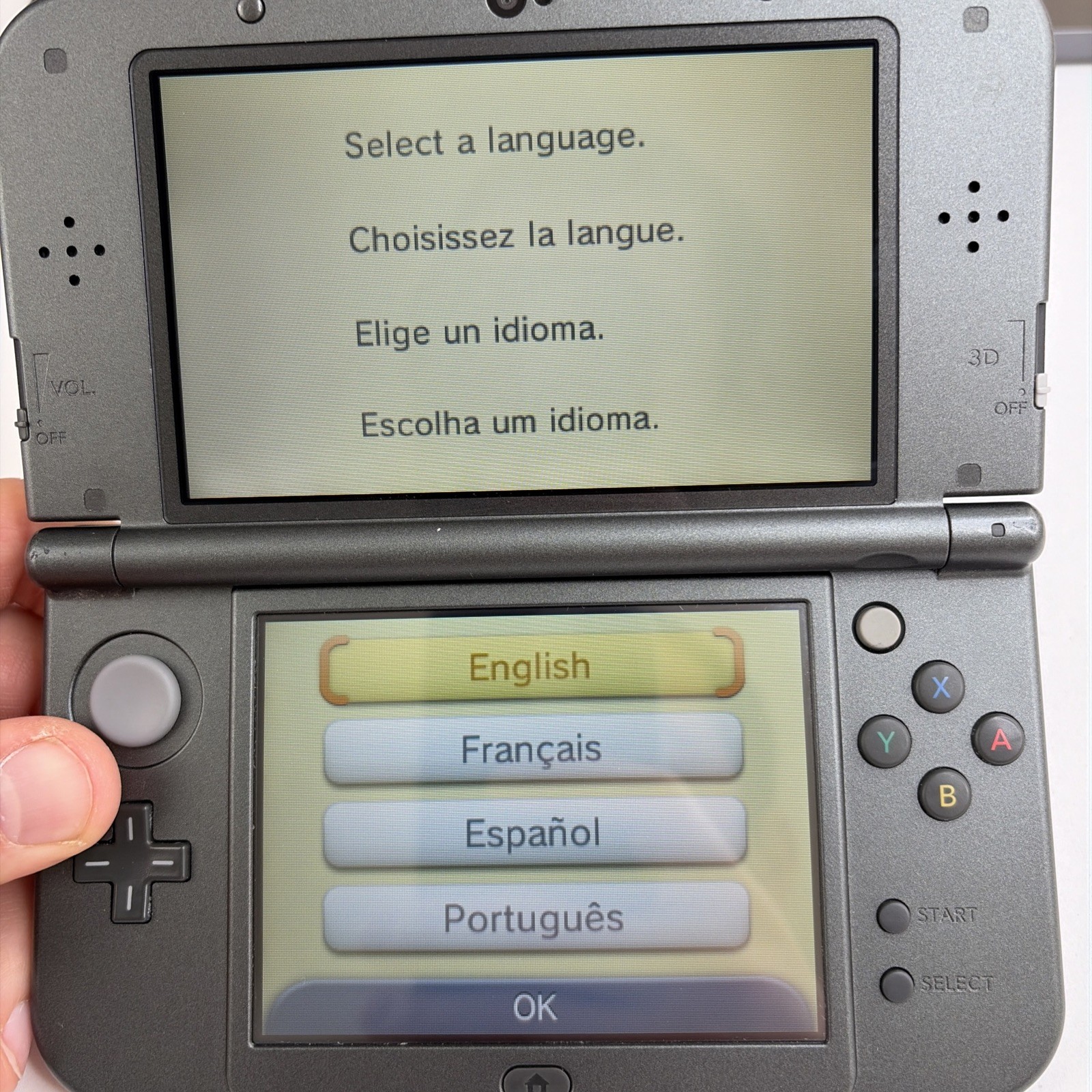 New Nintendo 3DS XL Gray Black Console W Charger Stylus US Version Bottom IPS