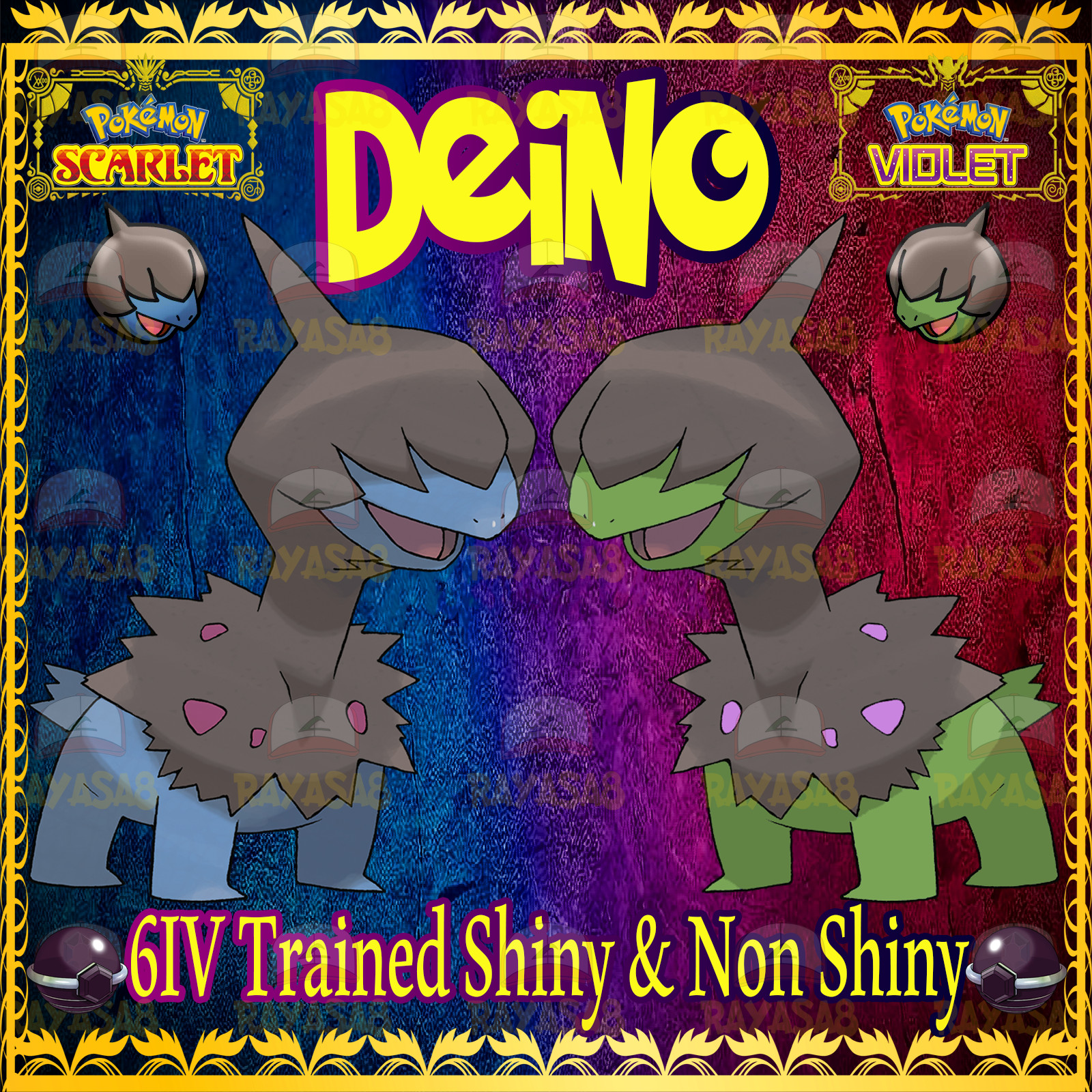 Pokemon Scarlet & Violet Deino 6IV Trained 🌟Shiny🌟 & Non Shiny Best Stats Home