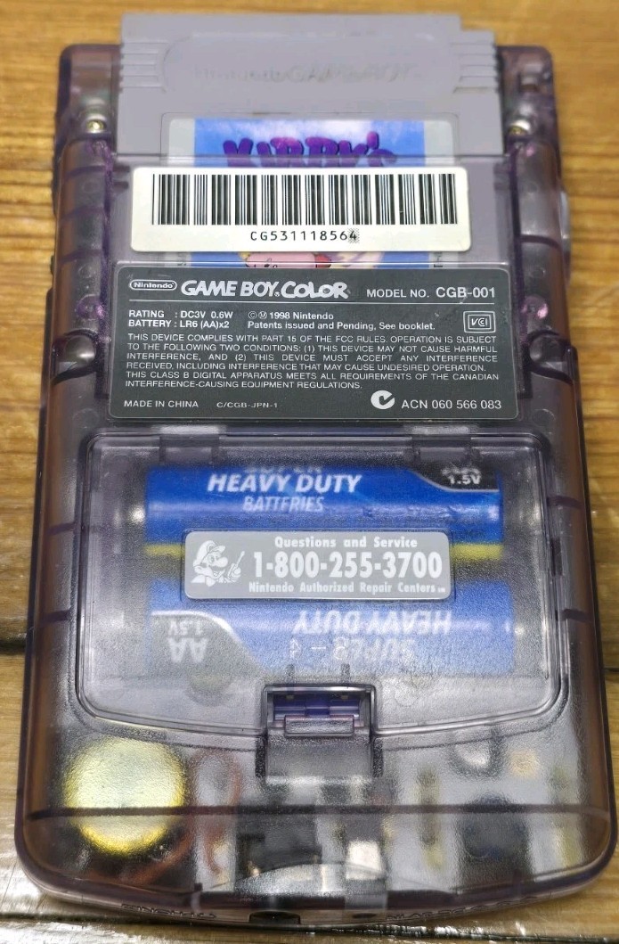 Game Boy Color Atomic Purple Handheld System Bundle Kirby’s Star Stacker Tested