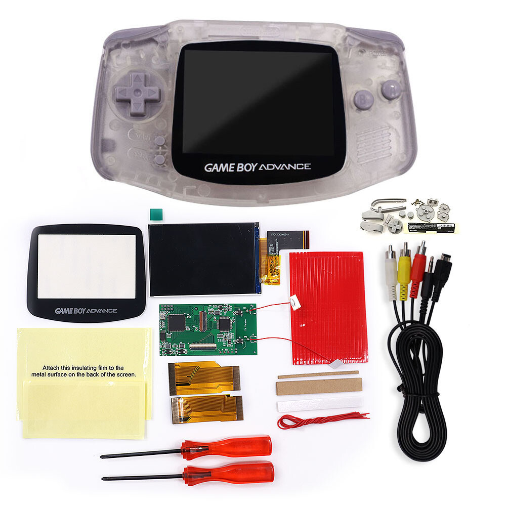 3.0 Inches V4 Drop in IPS LCD GBA TV OUT Mod Backlight Kit Pre-cut Shell For GBA