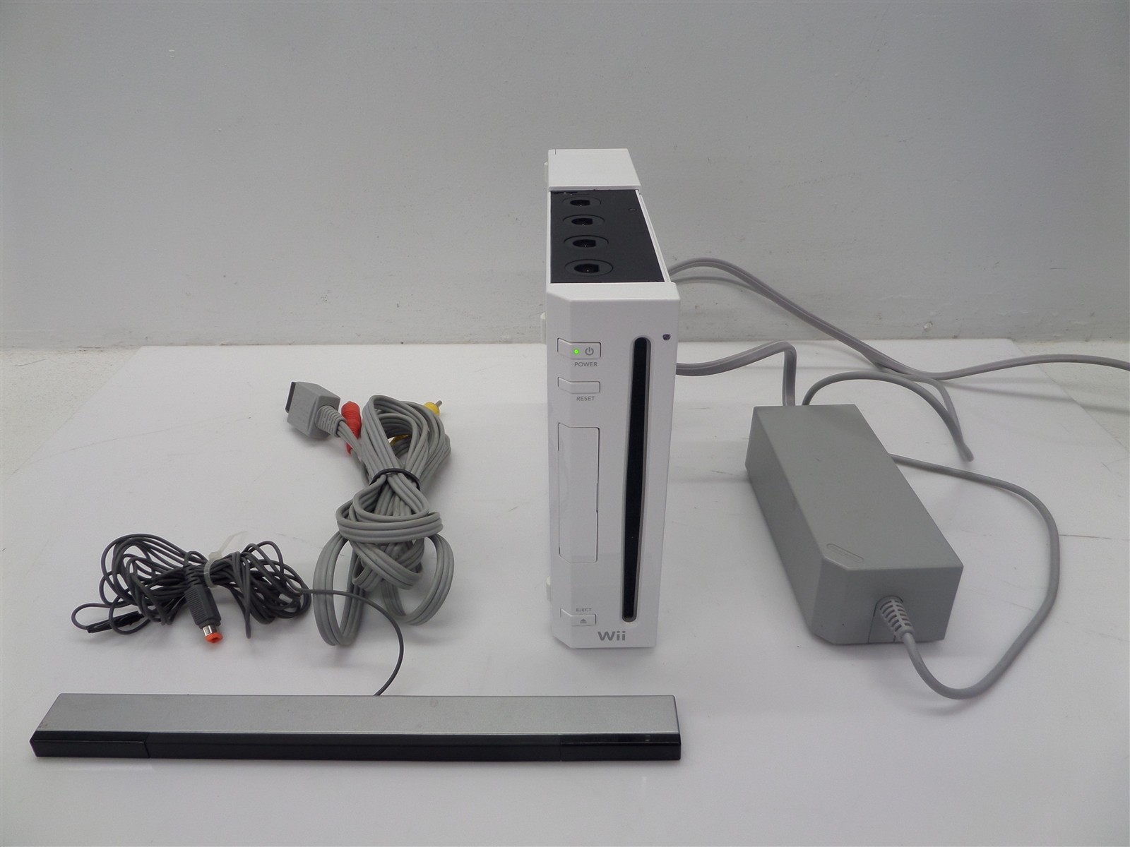 Nintendo Wii Console RVL-001 w/ Power Supply Sensor Bar Video Cable – No Remote