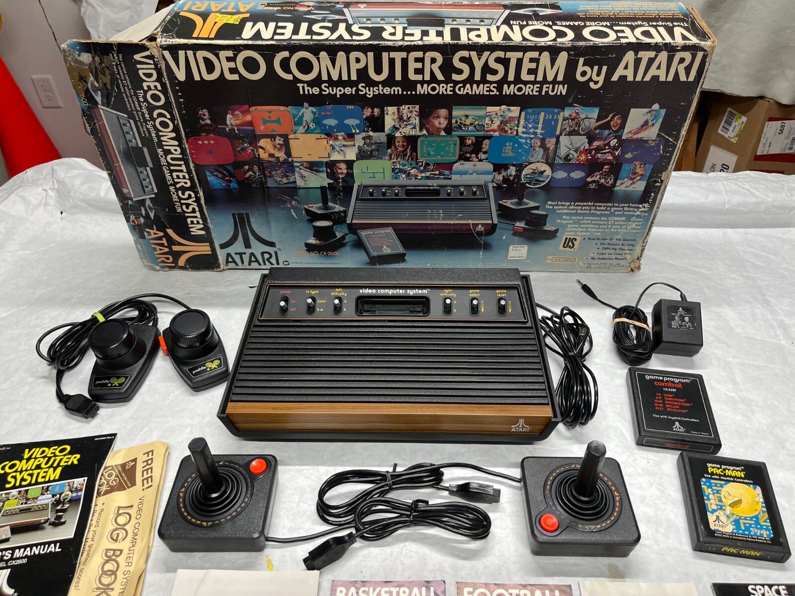 1982 ATARI VCS CX2600 *6 Switch* Console System in Original Matching Box Package