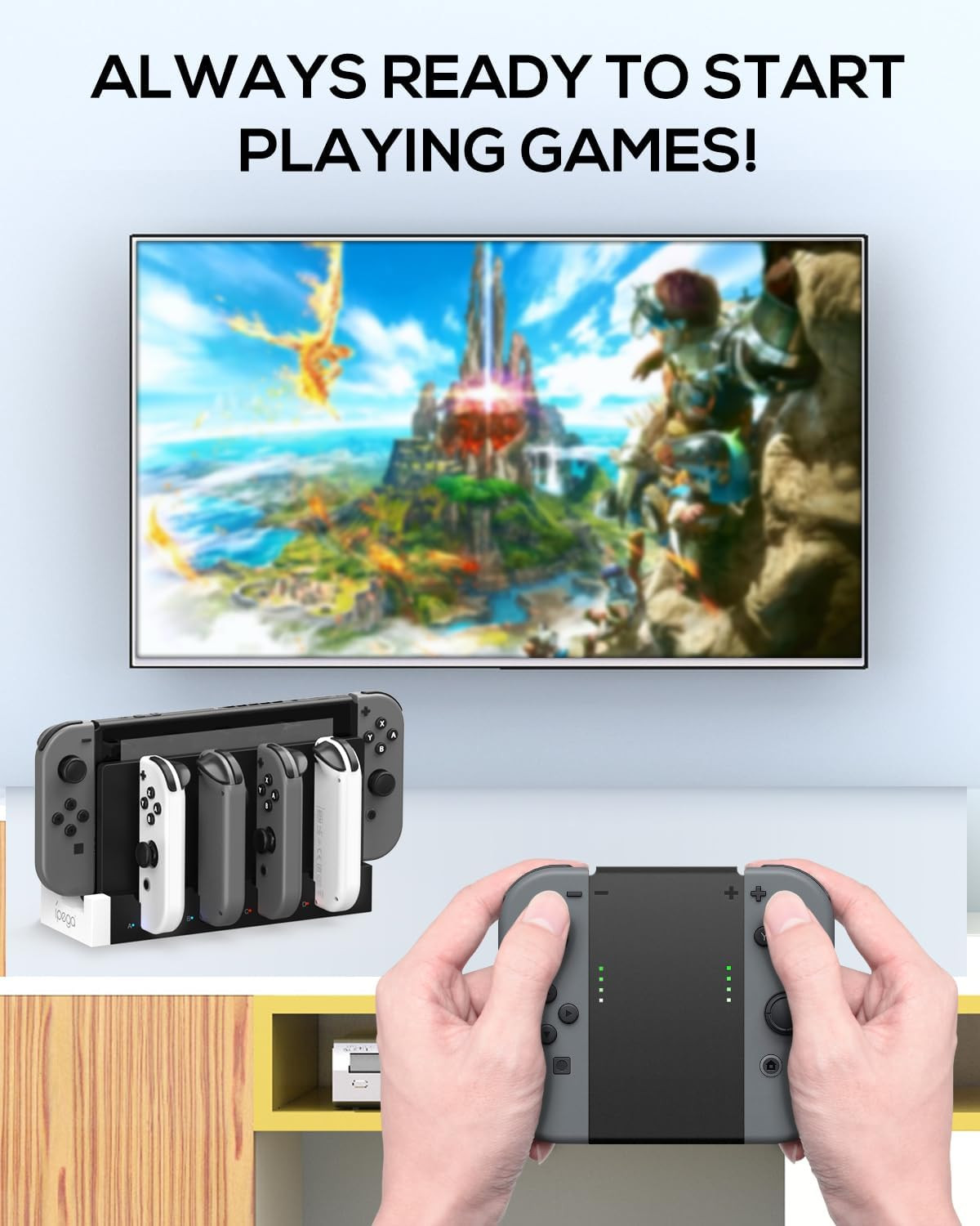Switch 1 &OLED Controller Charger Dock, Charging Dock for Switch OLED, 4 in 1 P