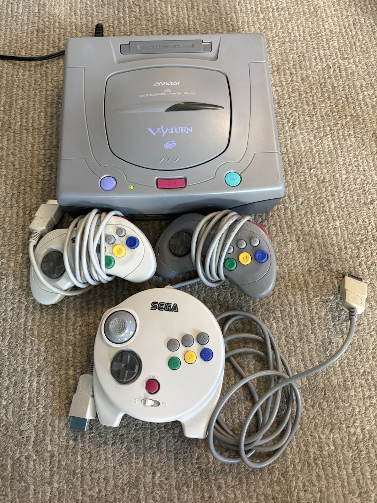 Victor V Saturn JVC RG-JX2 Video Console System Sega Tested Mint W Controllers