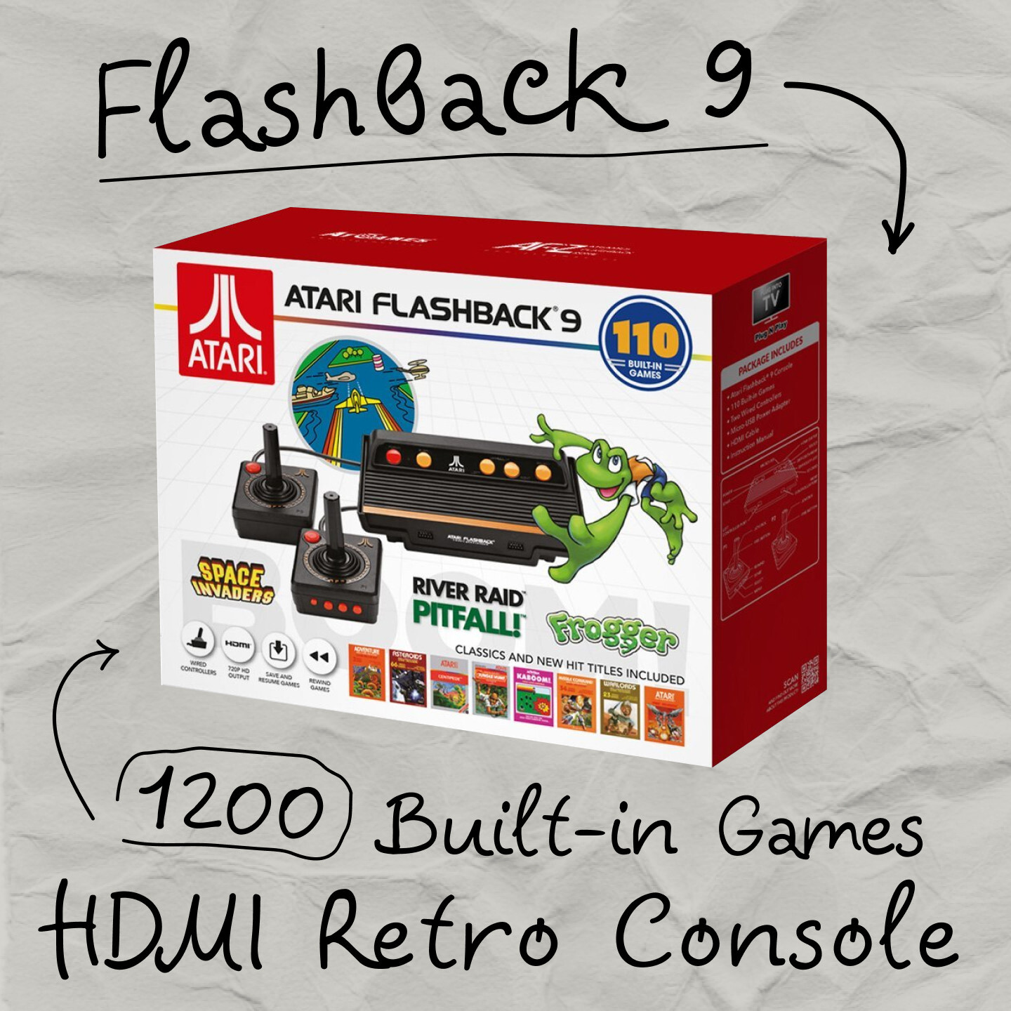 Atari Flashback 9 HDMI Retro Console Built-in Games 1200 2 Controllers AtGames