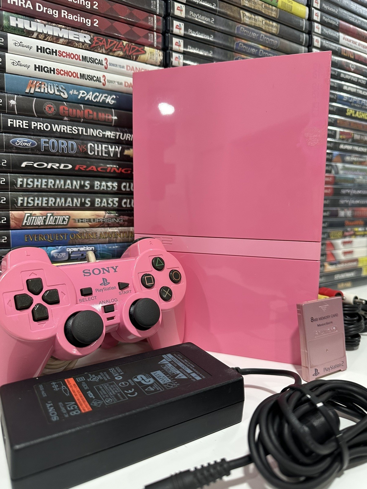 Sony PlayStation 2 Pink Slim OEM Bundle– Clean, Tested, Ready to Play + 2 Games