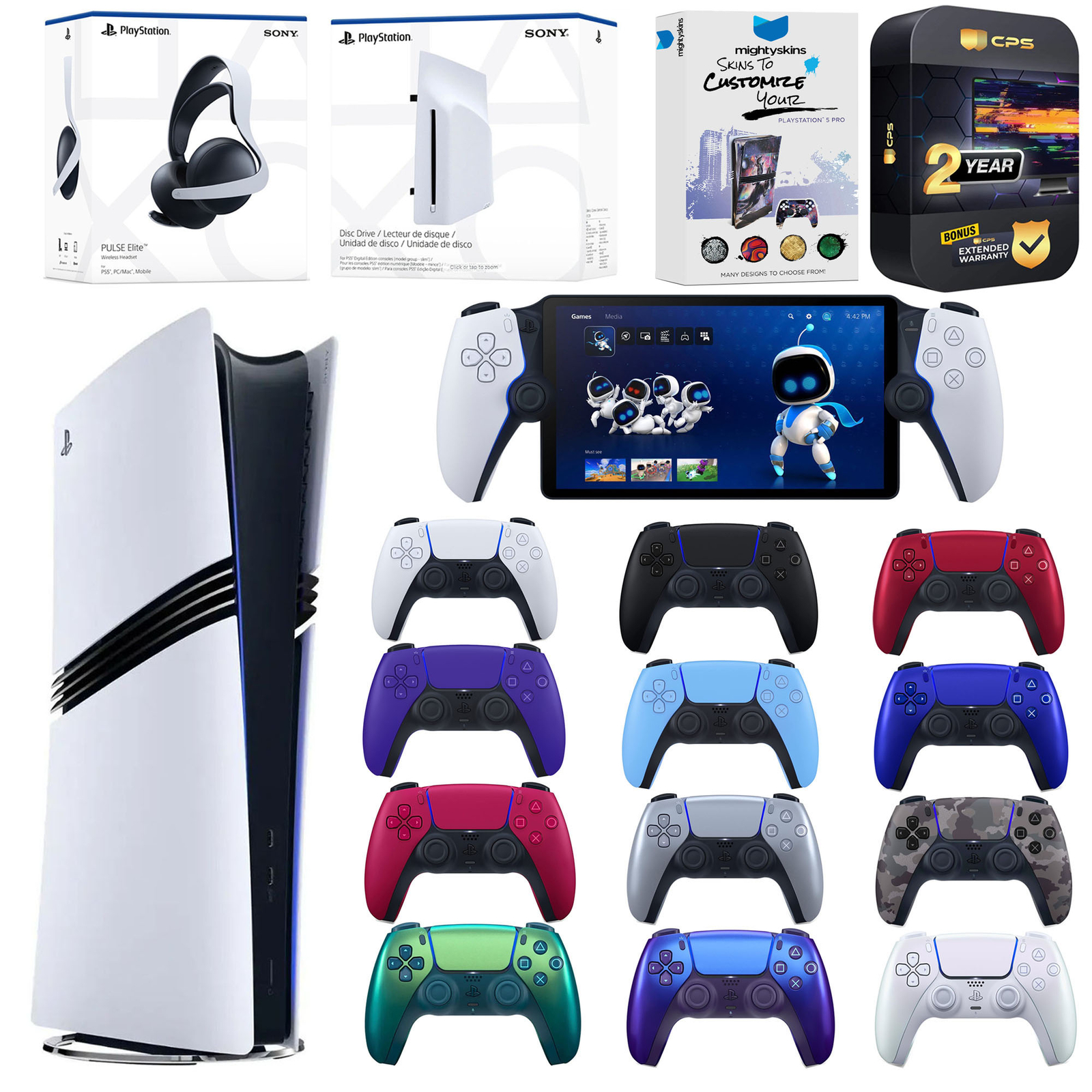 Sony PS5 Pro Digital + Disc Drive + Pulse Headset + PS Portal + Controller
