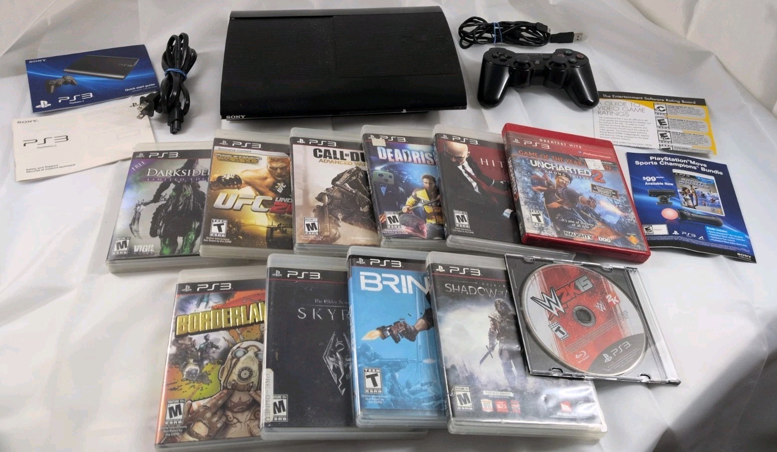 Sony PlayStation 3 250GB PS3 Super Slim CECH-4001B Black Tested 11 Games Bundle