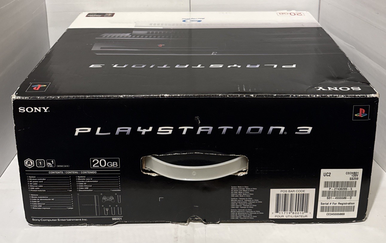 Sony PlayStation 3 CECHB01 20GB Complete w Box PS1 PS2 PS3 Tested 👀 Very Clean