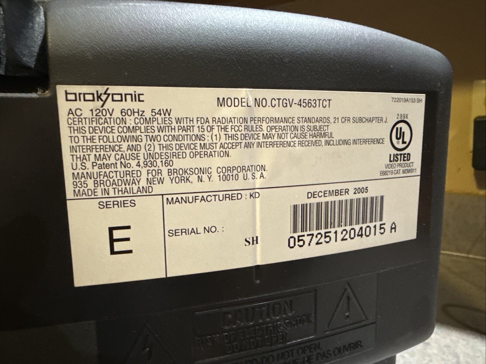Bro sonic 13 In Model No cTGV-4563TCt Tv Rv/ Video Games