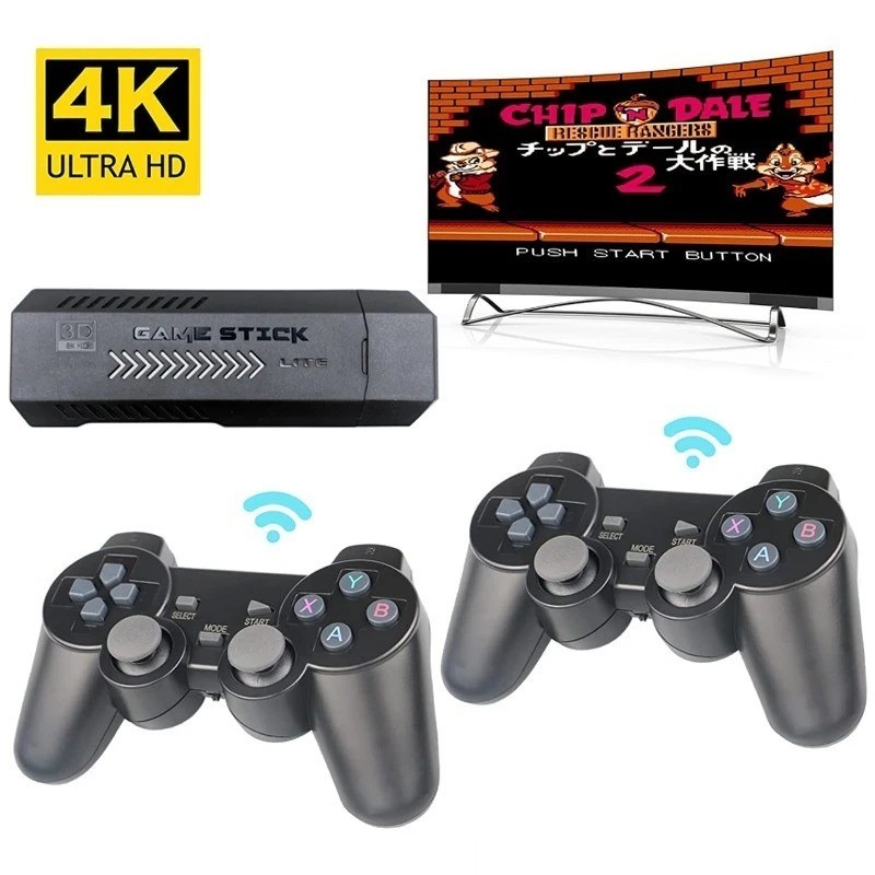 64GB, Wireless 4K Built-in Games HDMI TV Game Stick Console X2 Wireless Gamepad