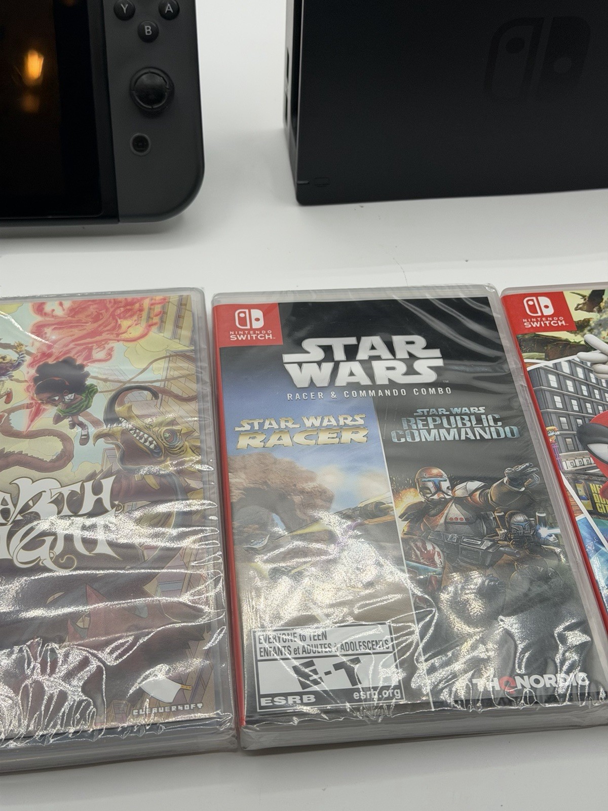 Nintendo Switch HAC-001 Console with Gray Joy‑Con! Games! Tested Working!!