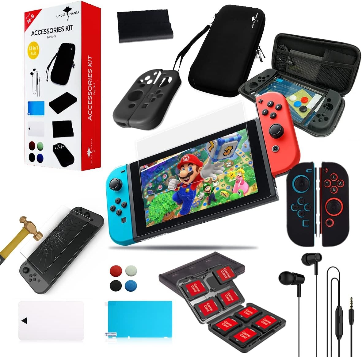 Accessories Kit Compatible with Nintendo Switch Console (13 in 1 Accessory Kit)
