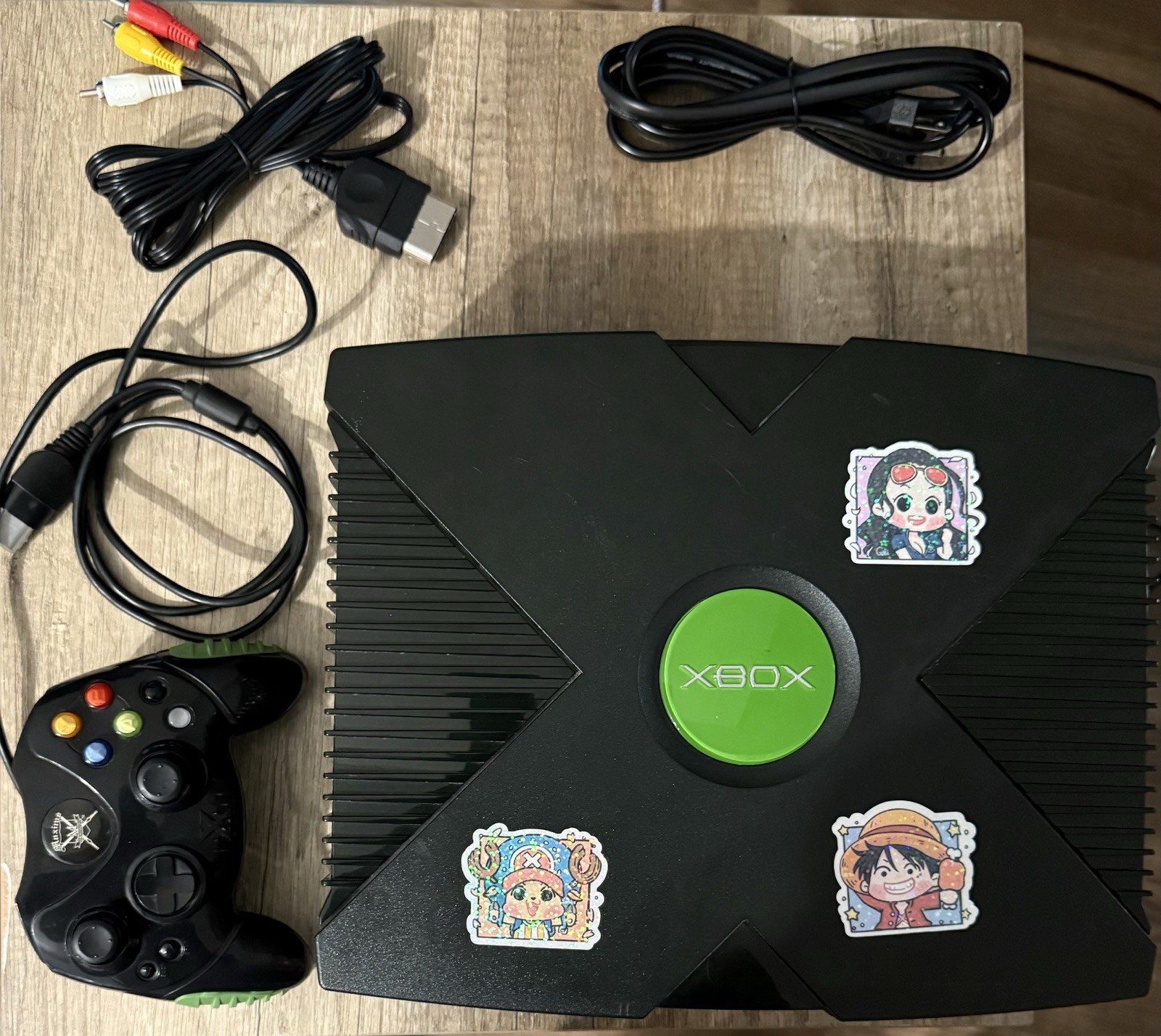 Microsoft Xbox Original Console Black/Green NTSC-U/C w/ Controller, AV Cable