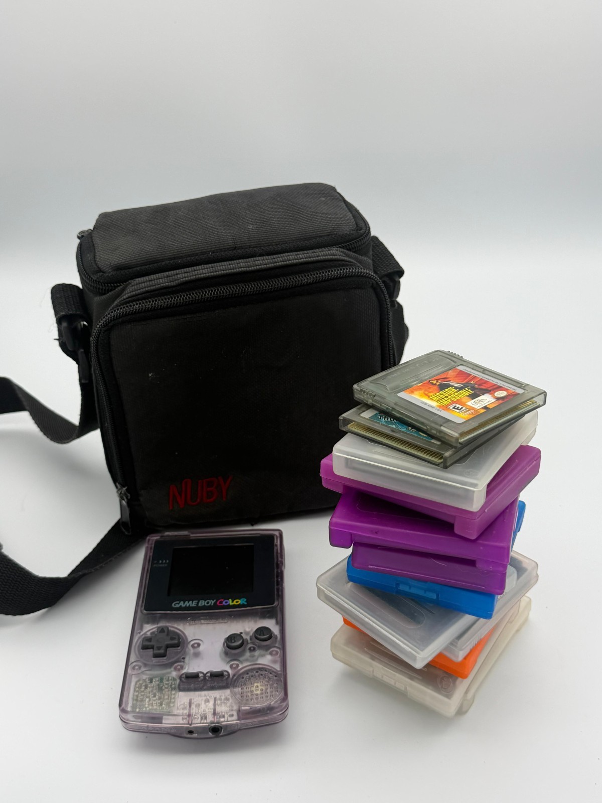 Vintage Atomic Purple Game Boy Color Bundle – 11 Games Included – Retro Lot