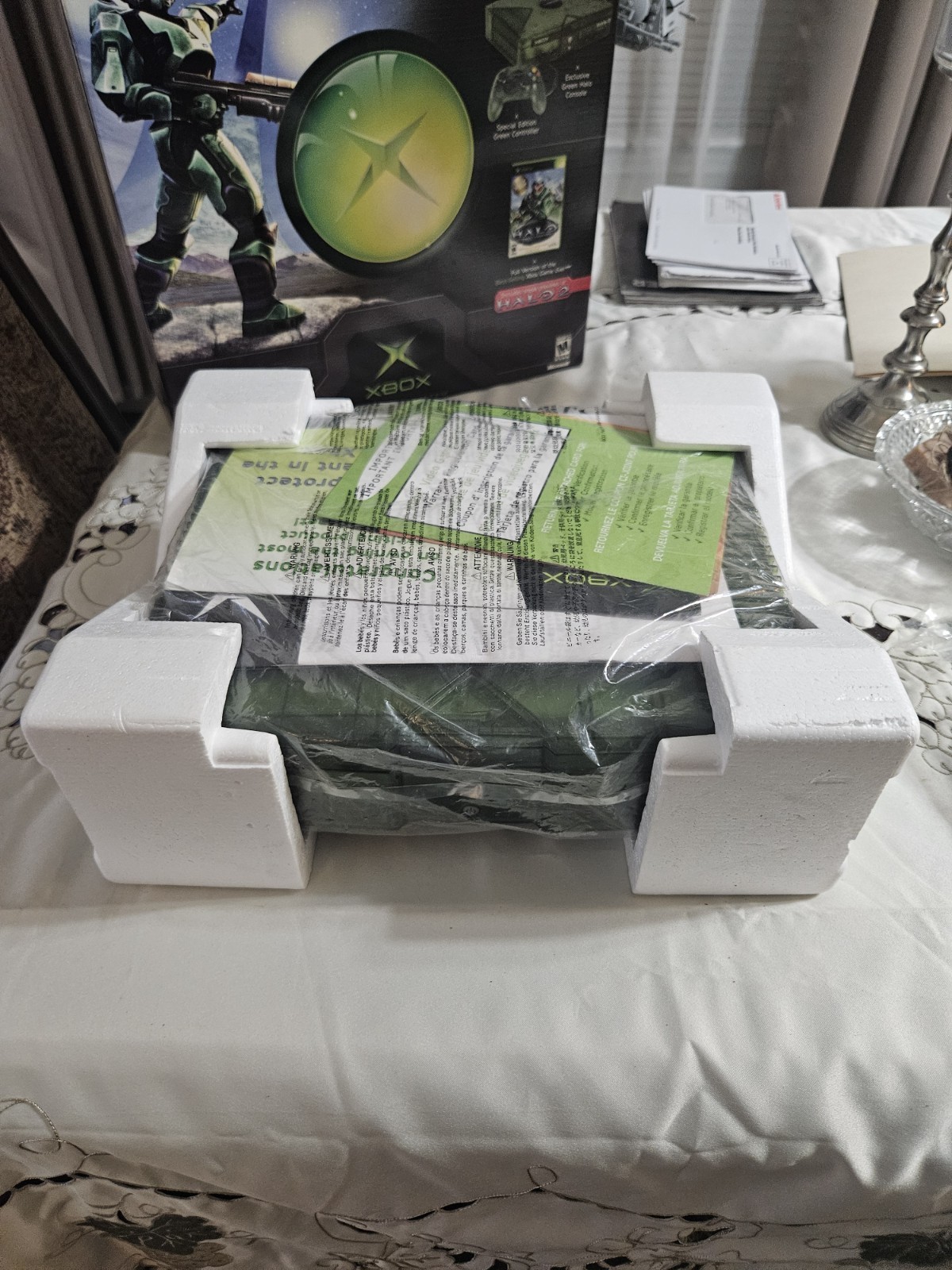 OG Xbox Halo Edition System Console In Box With 4 Controllers And Extras