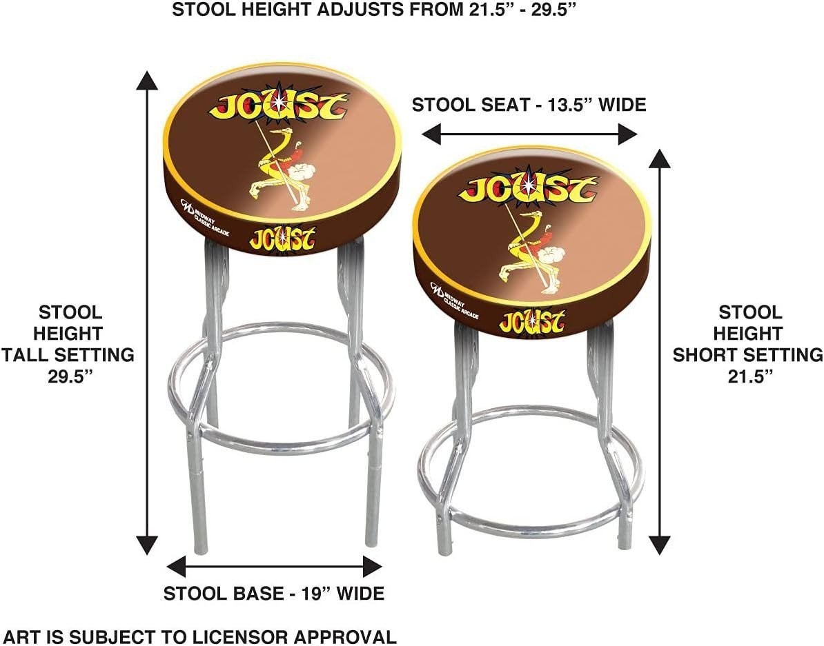 Arcade1Up Joust Adjustable Arcade Stool Chrome Steel 21.5″ to 29.5″