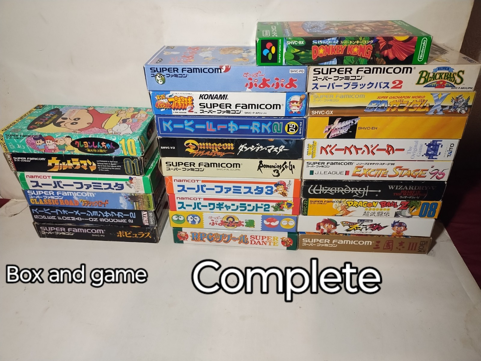 25 Nintendo Super Famicom Games w Boxes Many Complete