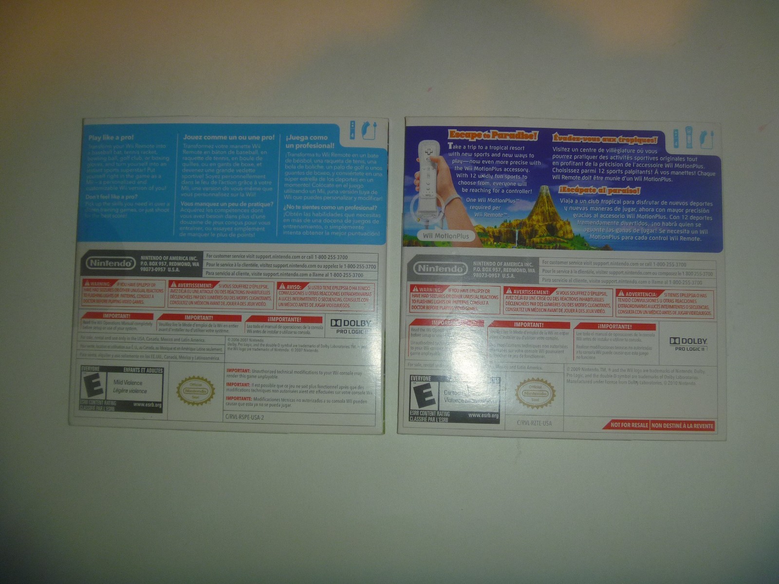 Wii Sports (2006) & Resort (2009) Nintendo Wii Brand New Sealed 2 Game Set Lot
