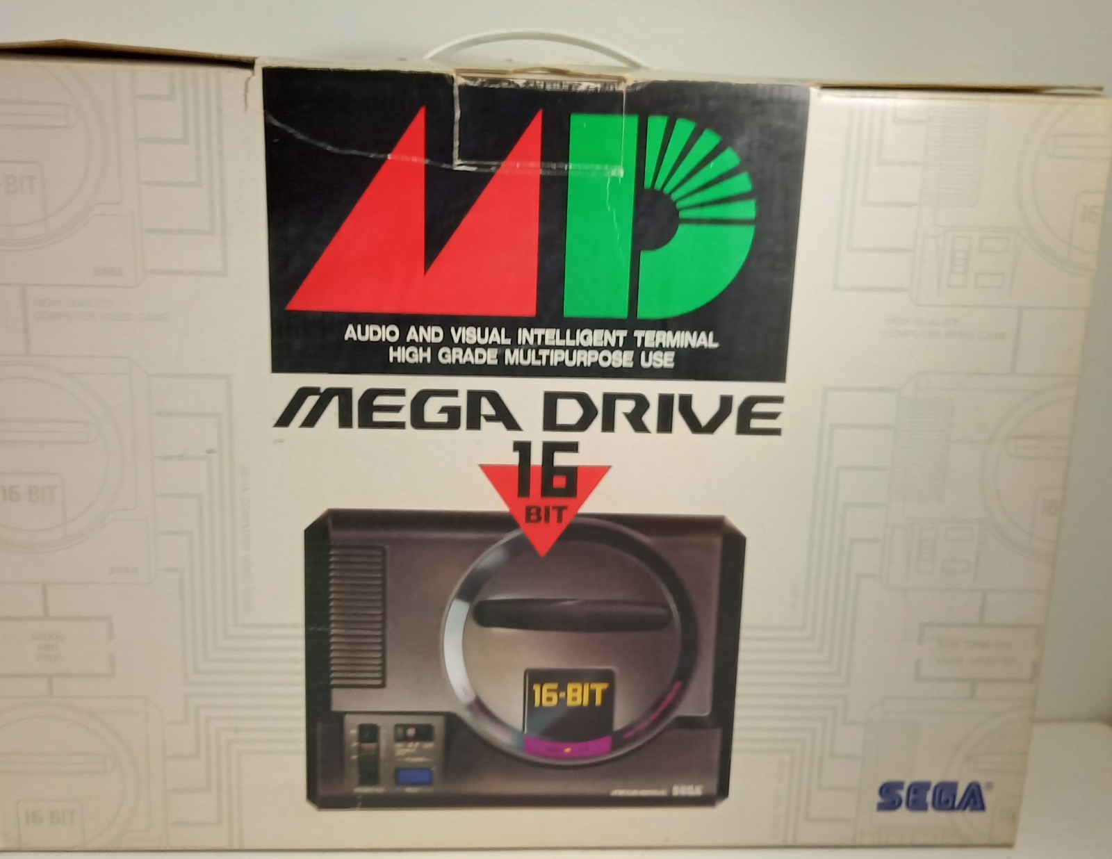 SEGA Sega Mega Drive MD HAA-2510 Black Color W/AC adapter Controller Box Manual