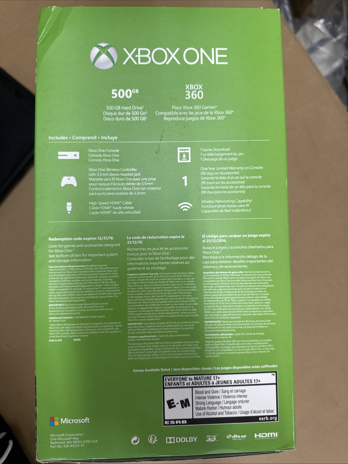 Microsoft Xbox ONE 500gb/Go- Choose 1 of 4 Games of your choice. NEW