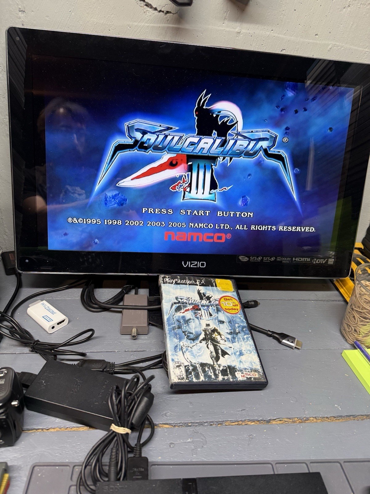 Sony PlayStation 2 PS2 Slim Console SCPH-75001 Bundle OEM Controller + Cables
