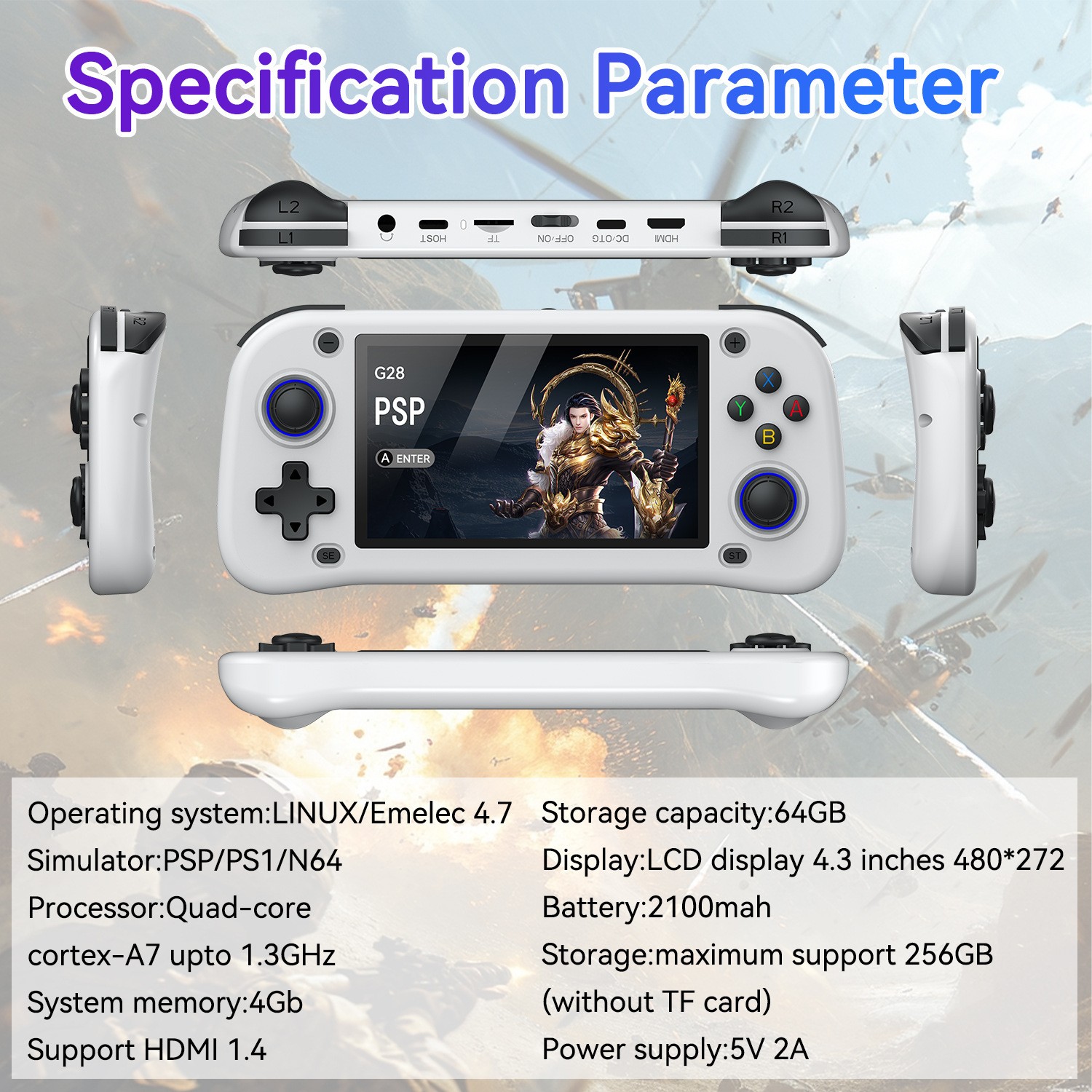 G28 Portable Handheld Video Game Console with 4.3 Inch HD Screen Built-in 20000+