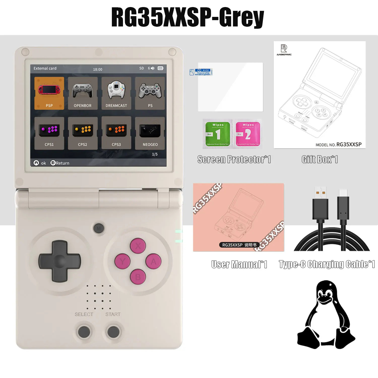 RG35XXSP Flip Handheld Game Console 3.5 Inch IPS 64GB Linux TV Output