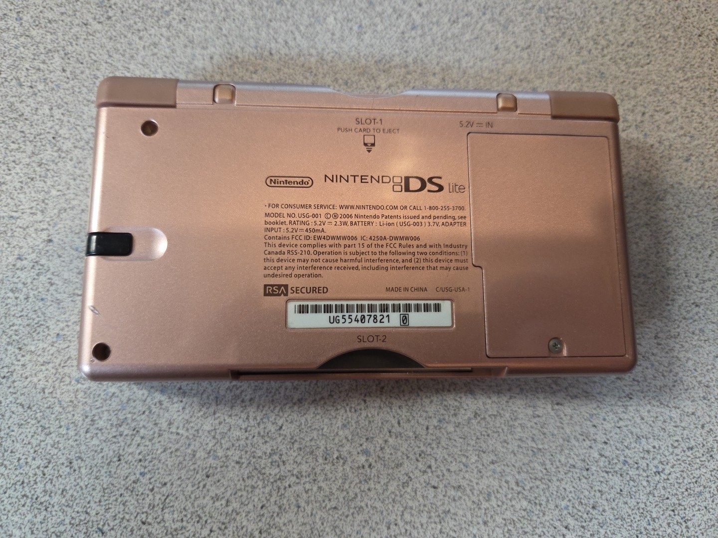 Nintendo DS Lite (Metallic Rose) w/charger, Works but some damage, PLEASE READ!!