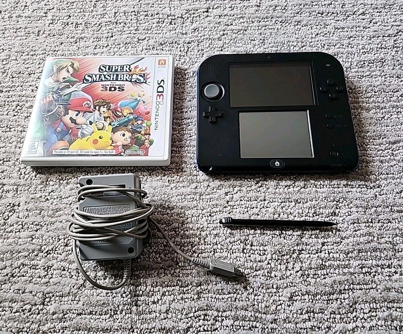Nintendo 2DS Black/Blue Console w/ Charger, 8 GB SD Card, & Smash, Ships TODAY!