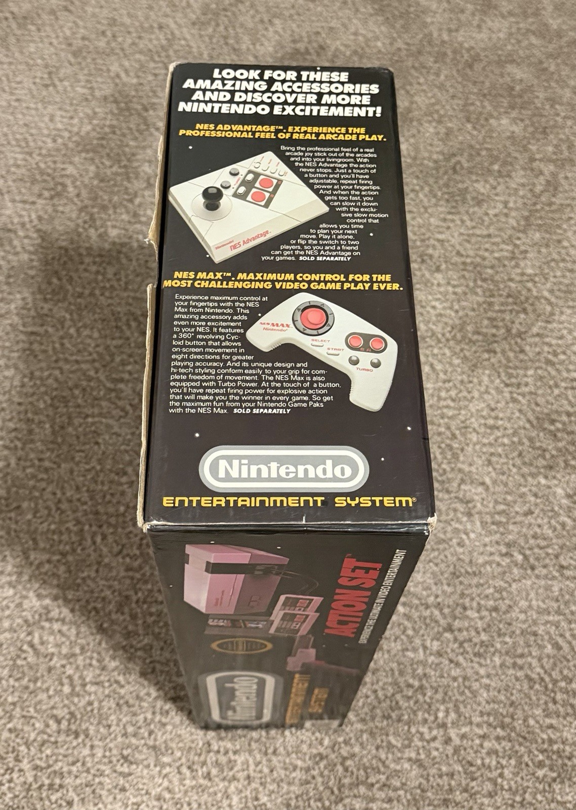 Original Nintendo NES Action Set System 100% CIB Complete Box NOT Working READ