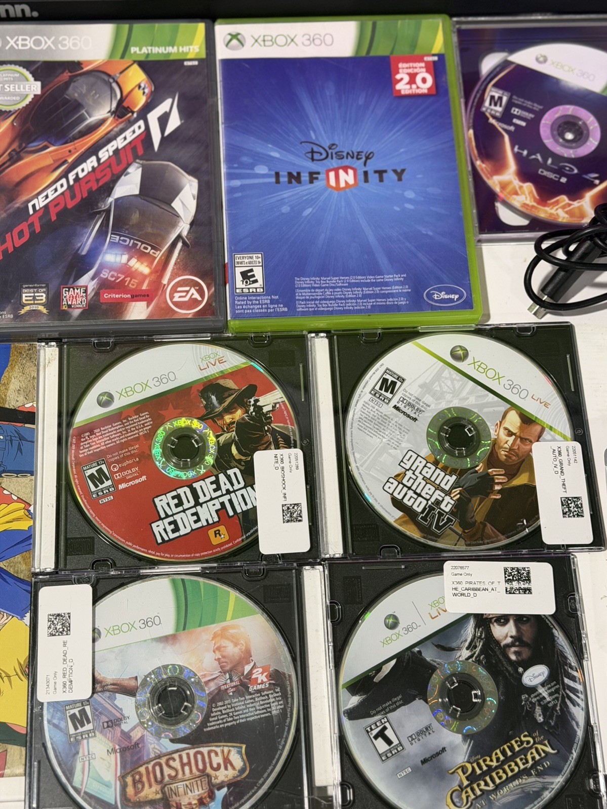 Xbox 360 Core White Console Bundle With 18 Games And Cords