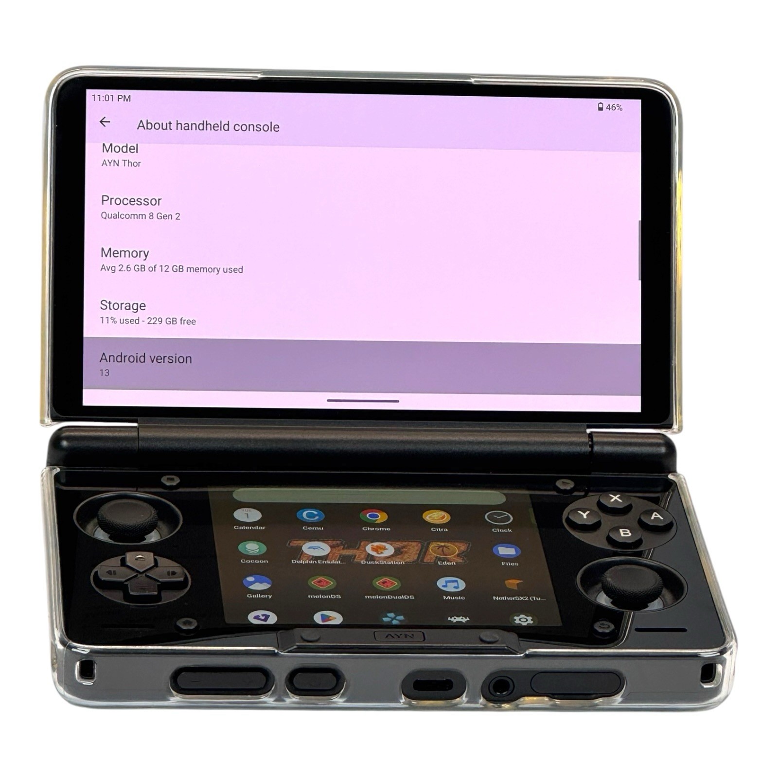 AYN Thor Pro Black OLED 12GB RAM | 256GB SSD – With Charger & Case