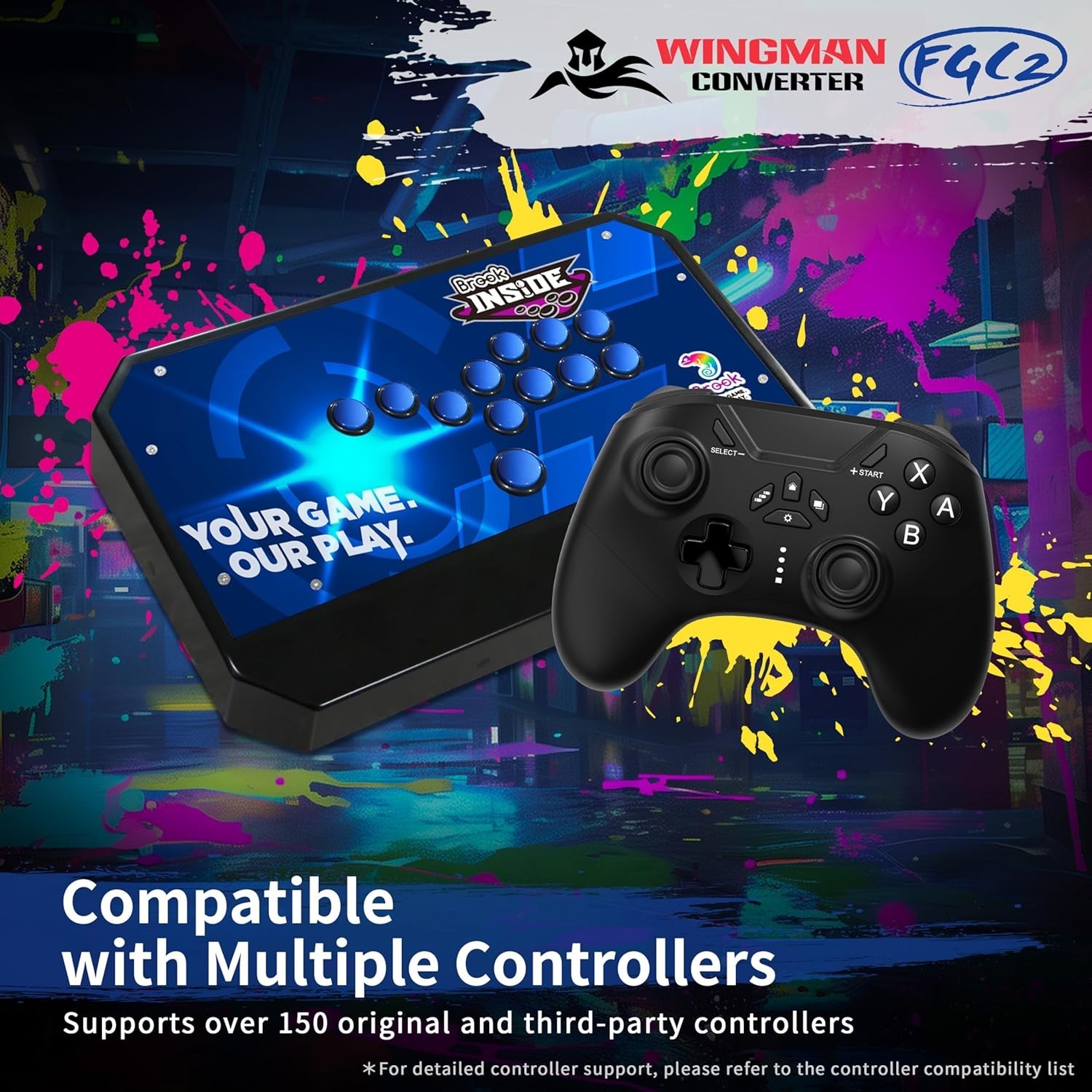 Brook Wingman FGC2 Converter Arcade Joystick Adapter Gamepad for PS5 & PC