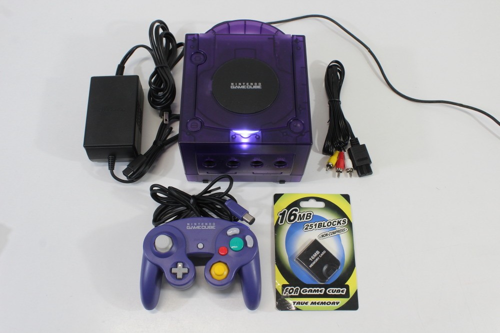 Nintendo Gamecube Clear Purple Console Controller AC AV Memory Card NTSC-U/C US