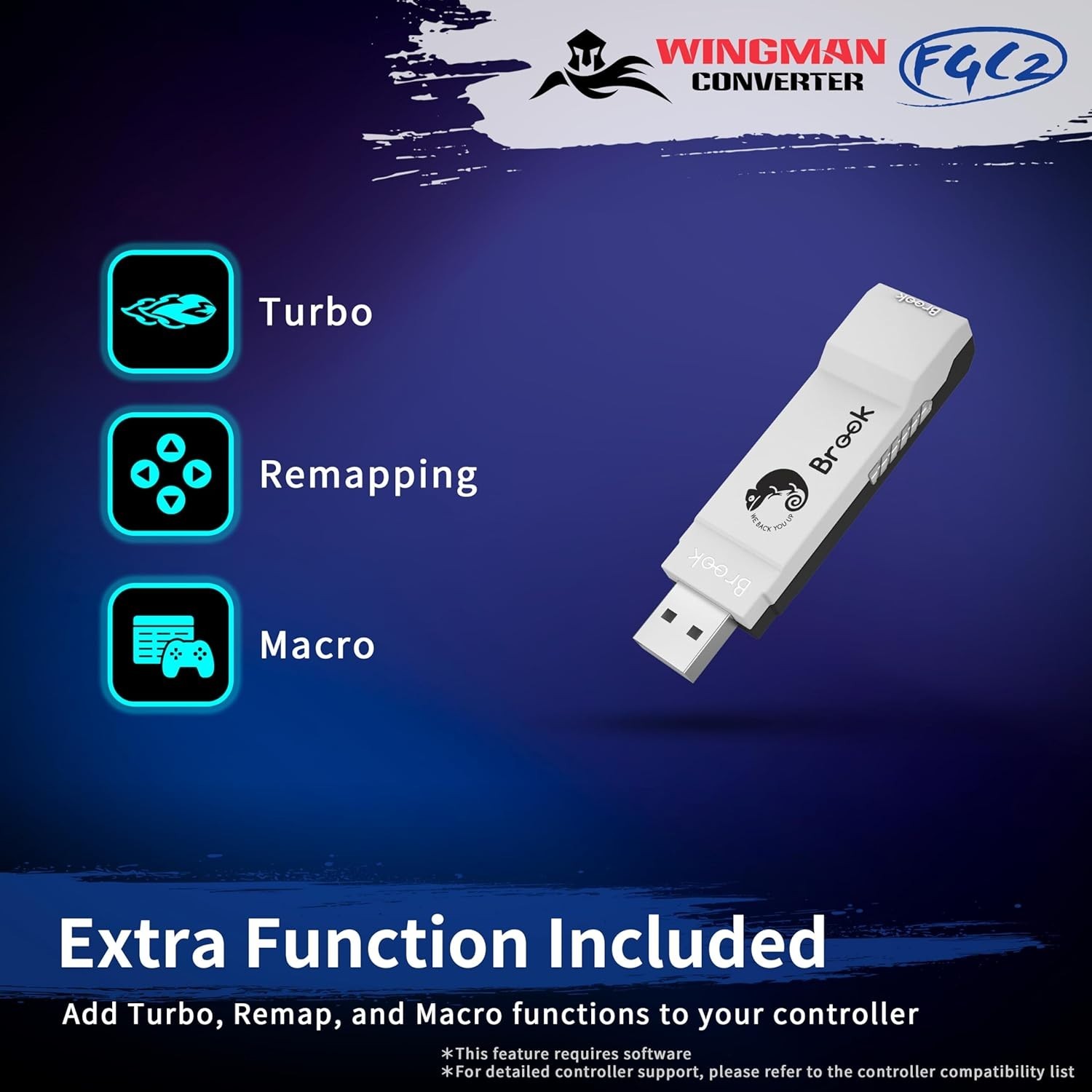 Brook Wingman FGC2 Converter Arcade Joystick Adapter Gamepad for PS5 & PC