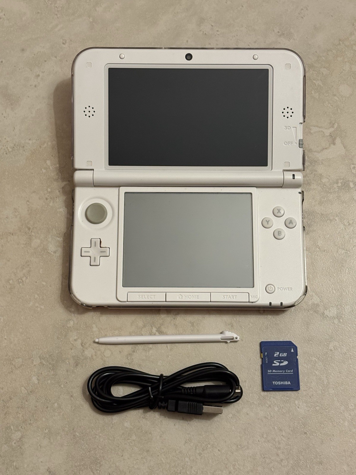 Nintendo 3DS XL LL Pink And White Handheld With Charger And Stylus Very Good