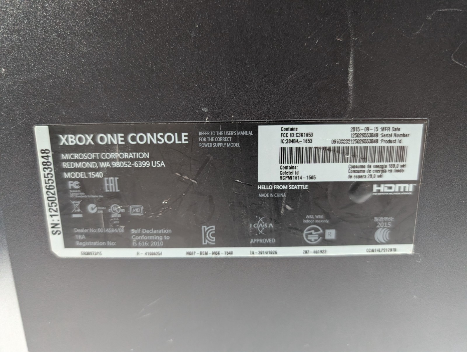 Microsoft Xbox One 1540 Black Console 500GB W/ Power Adapter – Tested, Works