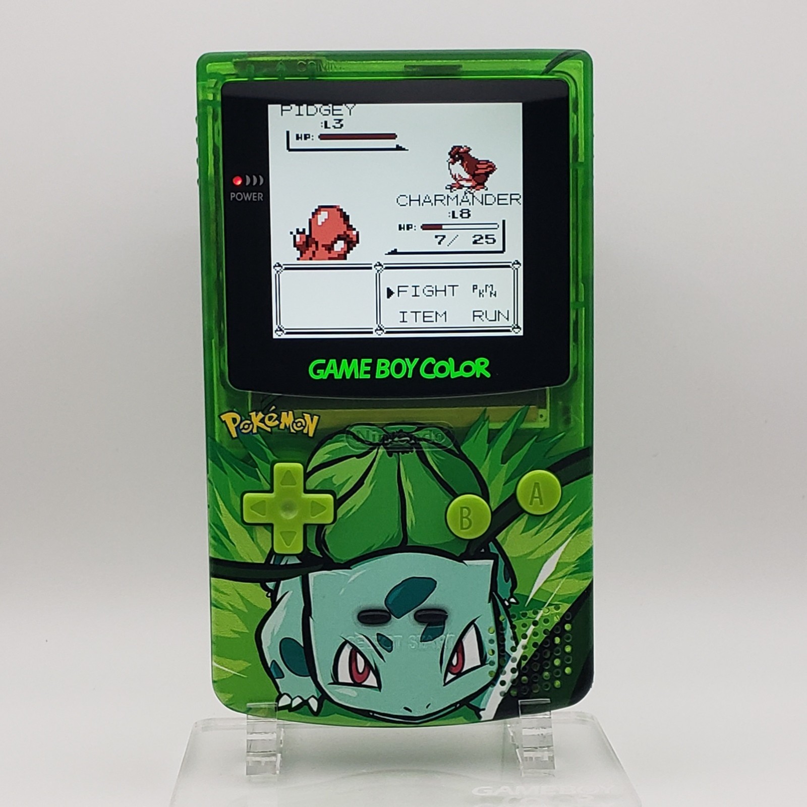 Bulbasaur Game Boy Color w/ Laminated Backlit IPS Screen, New Speaker, Recapped