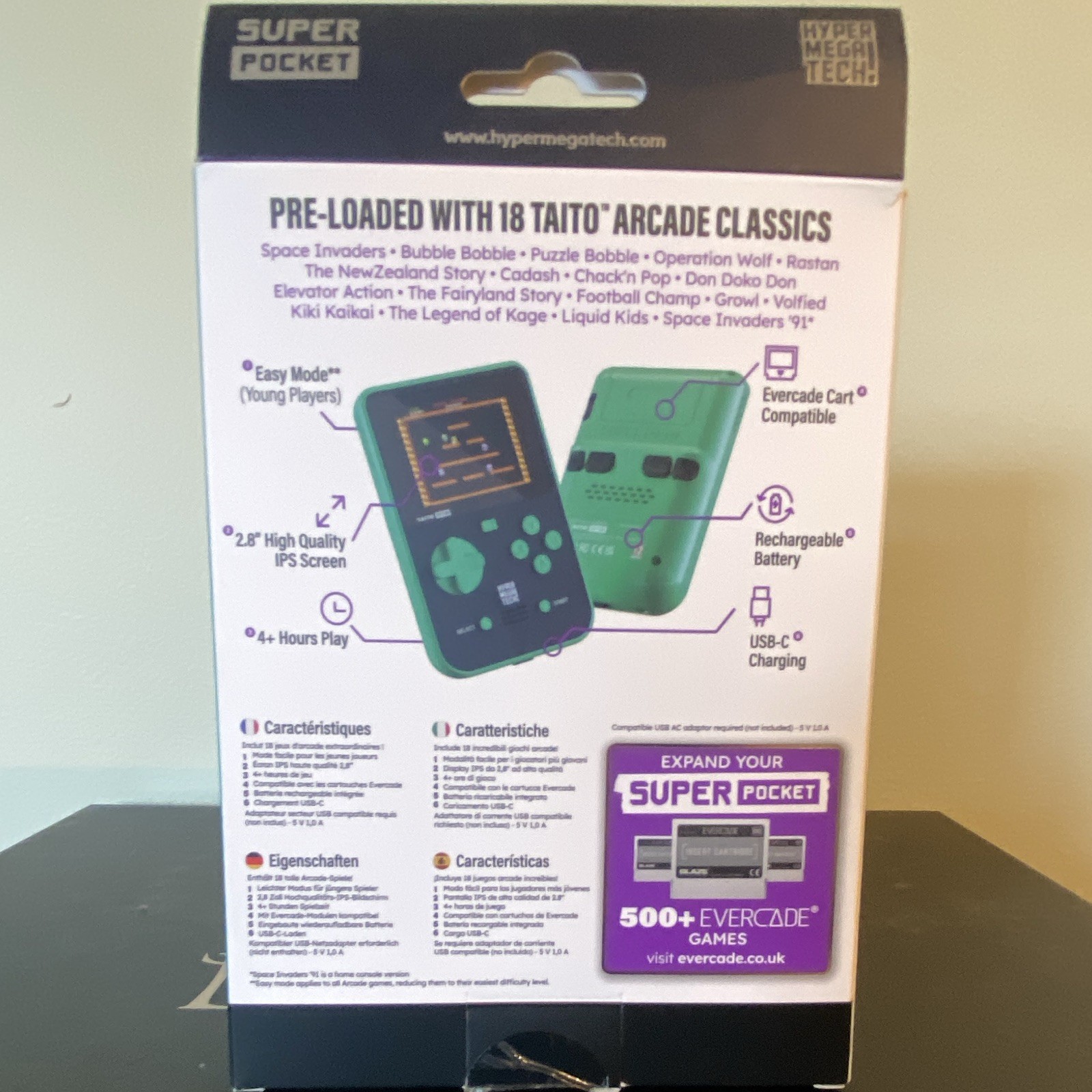 TAITO Super Pocket Handheld System Evercade Compatible 18 Games 8GB USB-C
