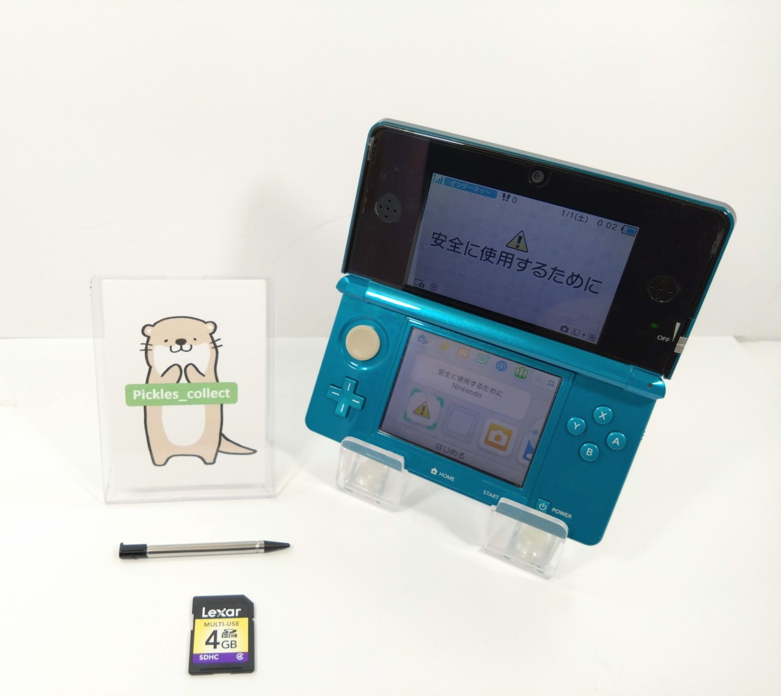 3DS Aqua Blue CTR-001 w/Stylus 4GB Language Japanese Tested Nintendo 0314H