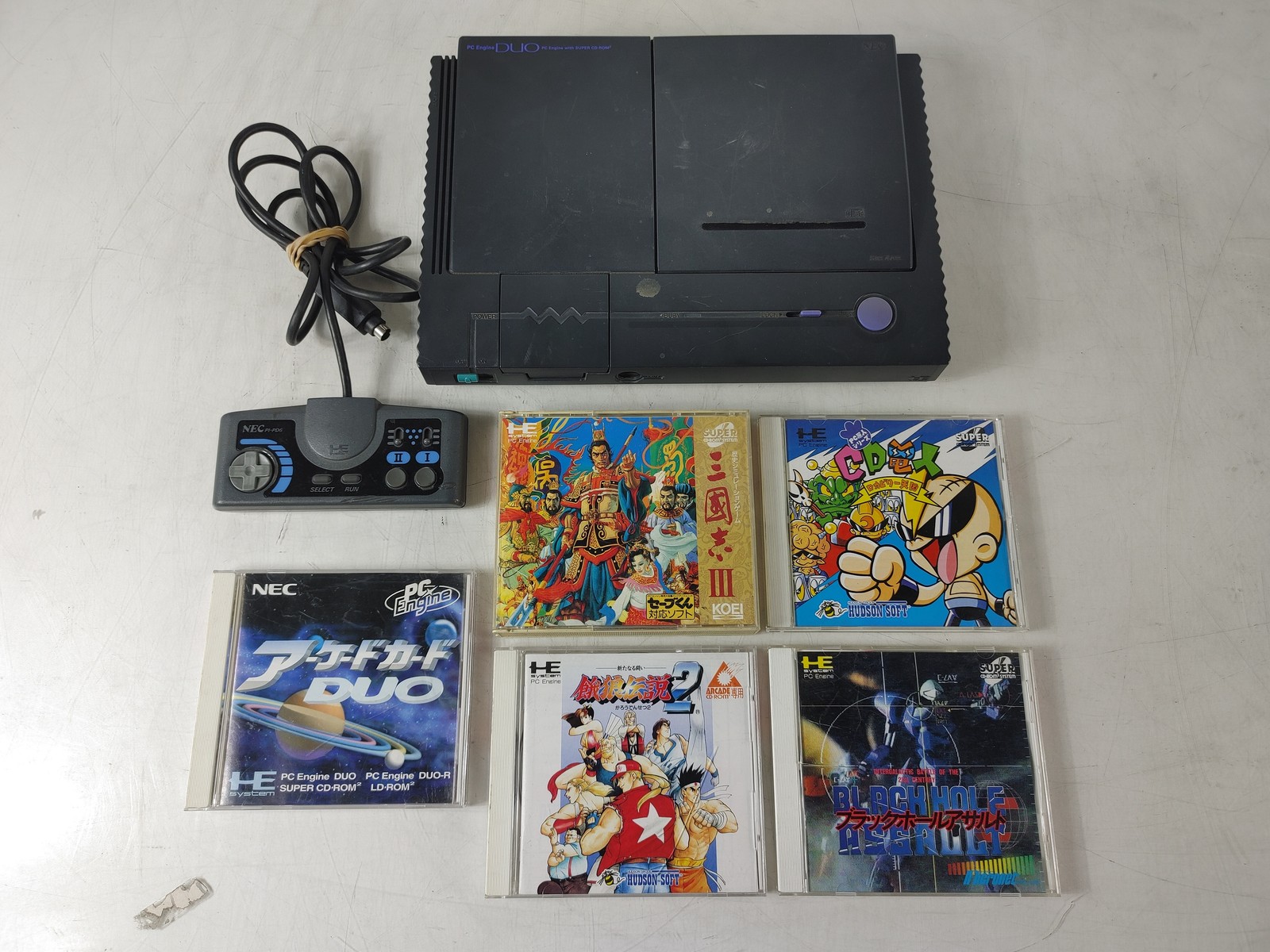 PC Engine Duo w/ Controller, 4 Games & Arcade Card 1991 PI-TG8 For Parts