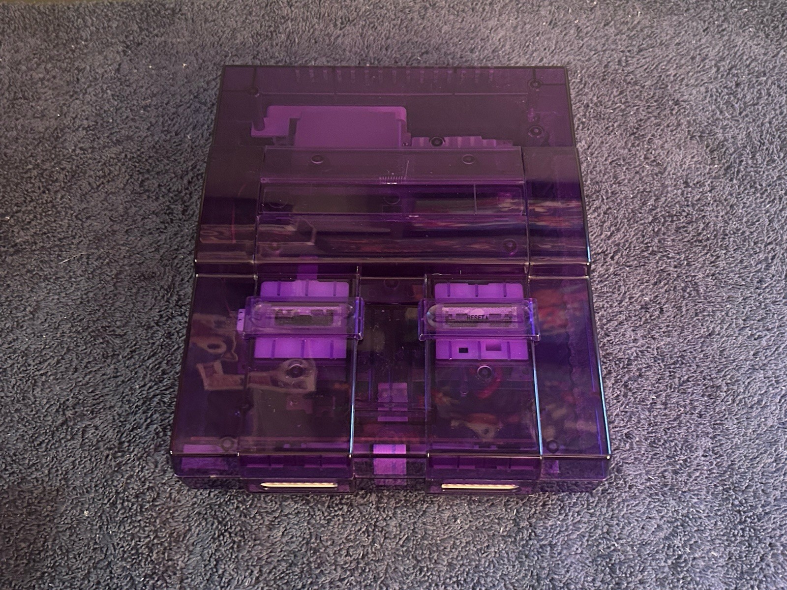 Super Nintendo Console – SNES Purple Clear Custom Case Reshell – Plays Famicom