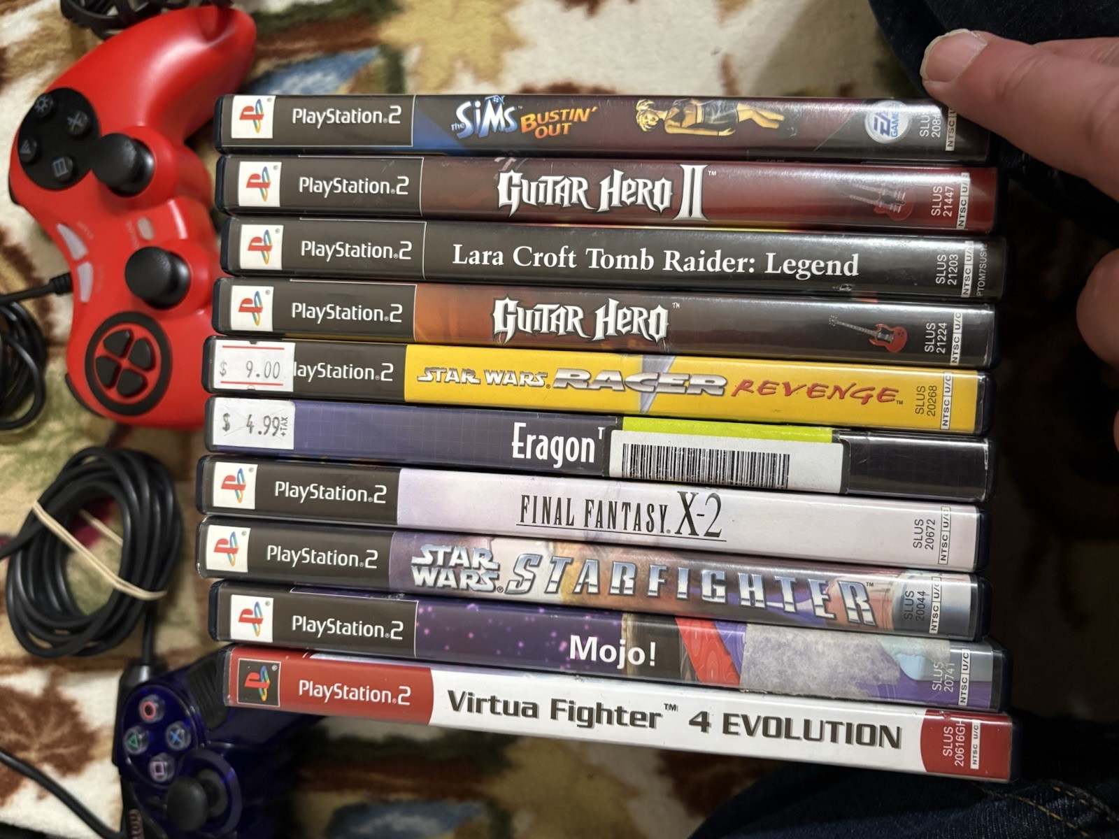 PlayStation 2 System Bundle 10 Games 3 Controllers Guitar Hero RPG SCPH-39001