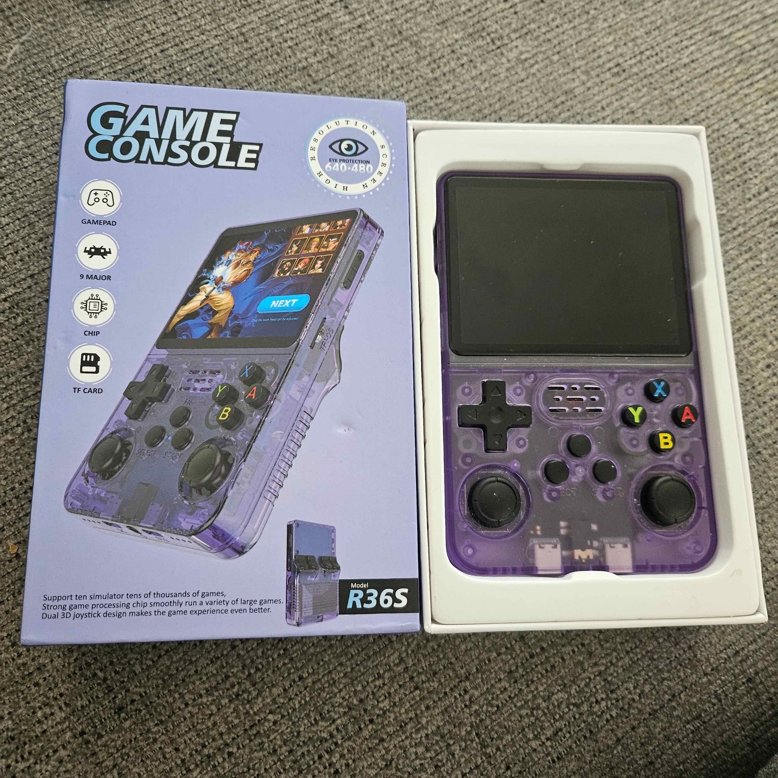 R36S Game Console, No SD Card, Purple